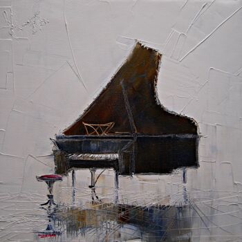 Painting titled "Piano" by Justyna Kopania, Original Artwork, Oil Mounted on Wood Stretcher frame