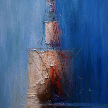Painting titled "Mist 01" by Justyna Kopania, Original Artwork, Oil Mounted on Wood Stretcher frame