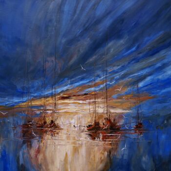 Pittura intitolato "Boats 02" da Justyna Kopania, Opera d'arte originale, Olio Montato su Telaio per barella in legno