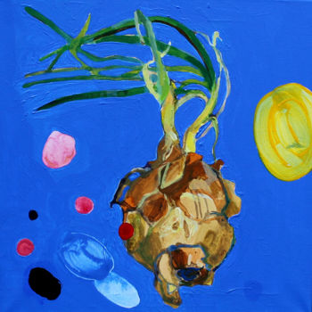 Schilderij getiteld "onion / plamy na we…" door Justyna Jakóbowska, Origineel Kunstwerk, Acryl