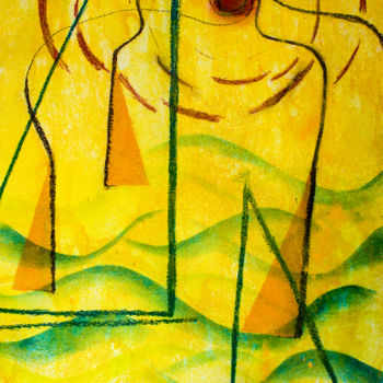 제목이 "Tanz auf den Wellen"인 미술작품 Jutta Blühberger로, 원작, 파스텔 나무 들것 프레임에 장착됨