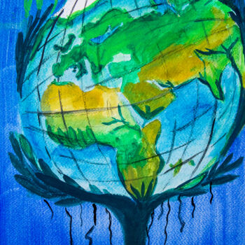 Картина под названием "Erdpflanze * Earth…" - Jutta Blühberger, Подлинное произведение искусства, Гуашь