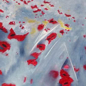 Painting titled "Coquelicots (3e int…" by Geneviève Juttens-Lambilotte, Original Artwork, Oil