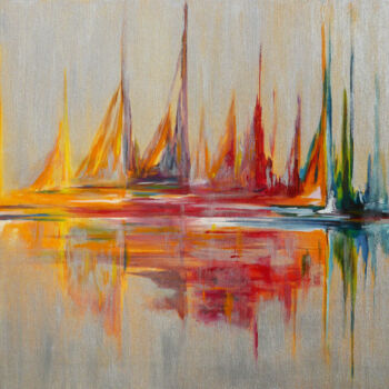 Painting titled "L'Armada d'argent" by Geneviève Juttens-Lambilotte, Original Artwork, Acrylic