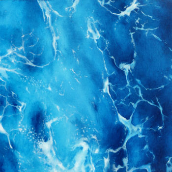 Pintura intitulada "Océan marbré bleu t…" por Philippe Juttens, Obras de arte originais, Óleo