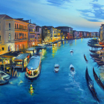 Картина под названием "Venise, le grand ca…" - Philippe Juttens, Подлинное произведение искусства, Масло