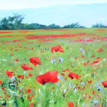 Painting titled "Les coquelicots et…" by Philippe Juttens, Original Artwork, Oil