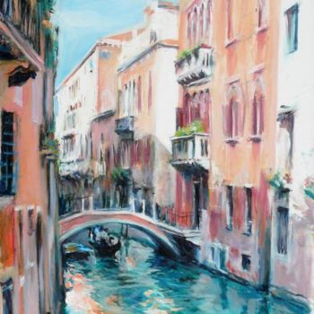 Schilderij getiteld "Le pont, Venise" door Philippe Juttens, Origineel Kunstwerk, Olie