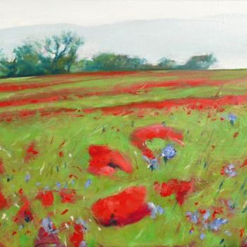 Pintura intitulada "Les coquelicots et…" por Philippe Juttens, Obras de arte originais, Óleo