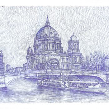 Painting titled "Berlin/Dom - Pictur…" by Jose Vicente Sánchez Sacristán, Original Artwork, Ballpoint pen