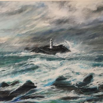 Peinture intitulée "“Godrevy Lighthouse…" par Julie Bateman, Œuvre d'art originale, Acrylique