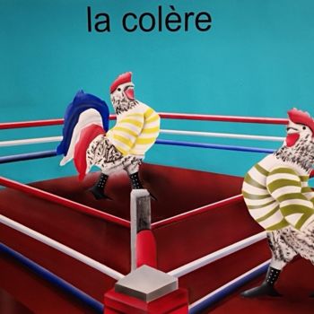 Painting titled "La colère" by Jyb Le Peintre, Original Artwork, Acrylic