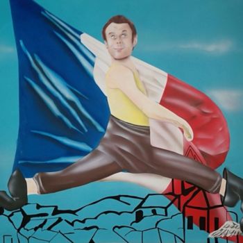 Malerei mit dem Titel "Macron" von Jyb Le Peintre, Original-Kunstwerk, Acryl