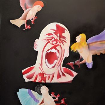Schilderij getiteld "Harpies : la conjur…" door Jyb Le Peintre, Origineel Kunstwerk, Acryl