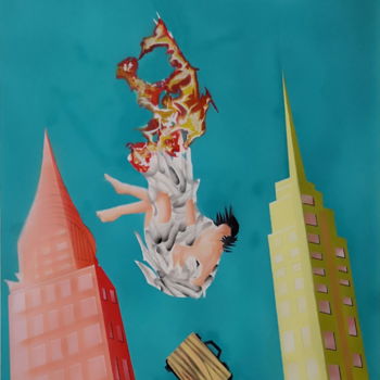 「Icare - la chute」というタイトルの絵画 Jyb Le Peintreによって, オリジナルのアートワーク, アクリル