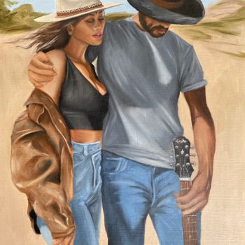 Painting titled "Together" by Julia Bologova, Original Artwork, Oil