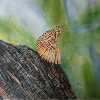 Peinture intitulée "Bird" par Jyothsna Tejomurtula, Œuvre d'art originale, Aquarelle