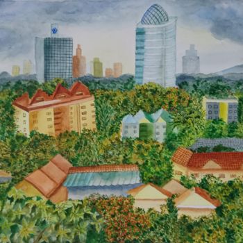 Ζωγραφική με τίτλο "Nairobi valley.jpg" από Jyothsna Tejomurtula, Αυθεντικά έργα τέχνης, Ακουαρέλα