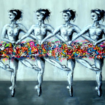 Malarstwo zatytułowany „La dance de petits…” autorstwa Jy Rendo, Oryginalna praca, Akryl