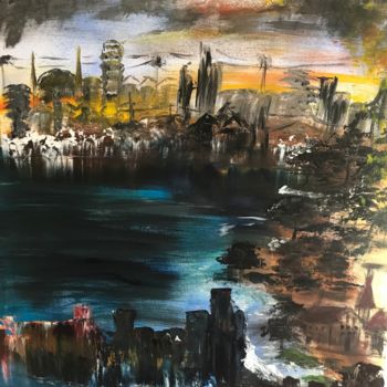 Painting titled "Dark town" by Erfiart, Original Artwork, Acrylic
