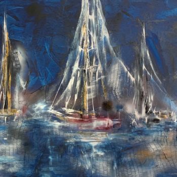 Painting titled "Blue carnival" by Khrystyna Kozyuk, Original Artwork, Oil