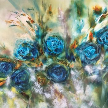 Schilderij getiteld "Blue Rose l" door Khrystyna Kozyuk, Origineel Kunstwerk, Olie