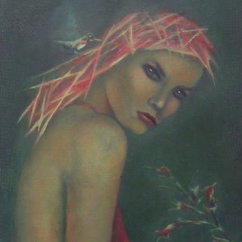 Painting titled "Le colibri" by K-Let, Original Artwork
