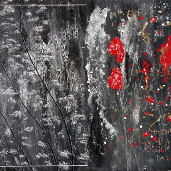 Malarstwo zatytułowany „Red Poppy outside B…” autorstwa Kurt Saghi, Oryginalna praca, Akryl Zamontowany na Drewniana rama no…