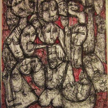 Pintura intitulada "Série rouge et noir…" por Artiste Kabian, Obras de arte originais