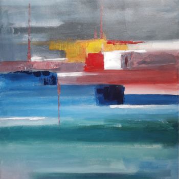 Peinture intitulée "Paysage marin abstr…" par David Kabulashvili, Œuvre d'art originale, Acrylique