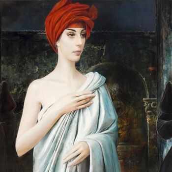 Painting titled "Women08" by Kacper Kalinowski, Original Artwork, Oil