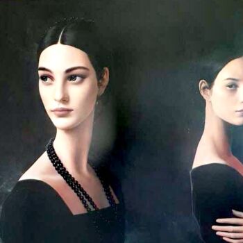 Peinture intitulée "Women in black" par Kacper Kalinowski, Œuvre d'art originale, Huile