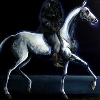 Painting titled "Ghost rider" by Kacper Piskorowski, Original Artwork, Oil Mounted on Wood Stretcher frame