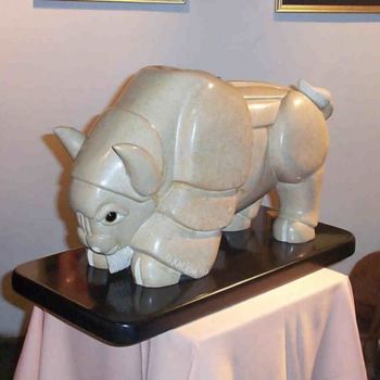 Скульптура под названием "Buffaloe Bulltail" - Michael J. Kaczor I, Подлинное произведение искусства, Камень