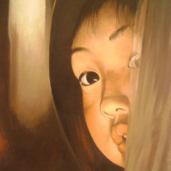 Pittura intitolato "regard espiègle" da Chafik Kadi, Opera d'arte originale