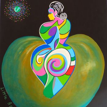 Peinture intitulée "Little apple" par Kaël, Œuvre d'art originale, Acrylique Monté sur Carton
