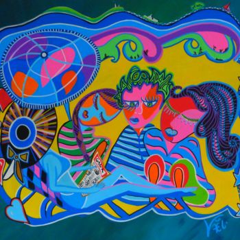 Peinture intitulée "Quatr'heures à la p…" par Kaël, Œuvre d'art originale, Acrylique Monté sur Châssis en bois