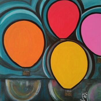 Peinture intitulée "Bulles de rêves" par Kaël, Œuvre d'art originale, Acrylique Monté sur Châssis en bois