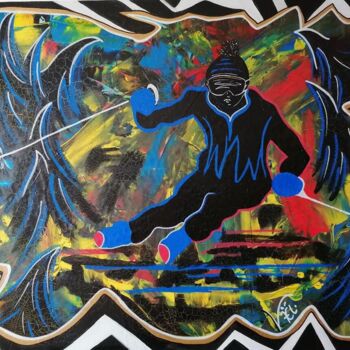 Peinture intitulée "JO d'Hiver" par Kaël, Œuvre d'art originale, Gouache Monté sur Châssis en bois