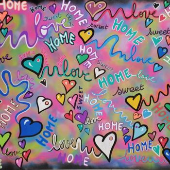 Peinture intitulée "Home sweet home" par Kaël, Œuvre d'art originale, Bombe aérosol Monté sur Châssis en bois