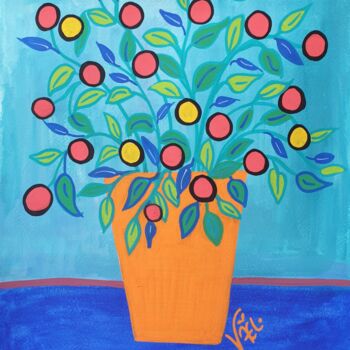 Peinture intitulée "Pommes d'amour" par Kaël, Œuvre d'art originale, Acrylique Monté sur Panneau de bois