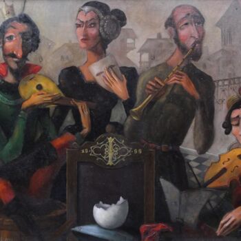 Schilderij getiteld "Музыканты" door Kaha Hinveli, Origineel Kunstwerk, Olie