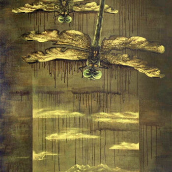 Painting titled "蜻蜓系列No.5丙烯画 绘画" by Kai Deng, Original Artwork, Acrylic