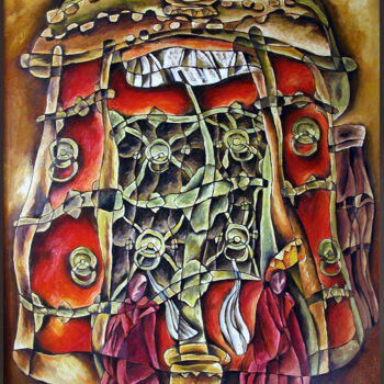 Schilderij getiteld "西藏系列-香巴拉之门" door Kai Deng, Origineel Kunstwerk, Olie