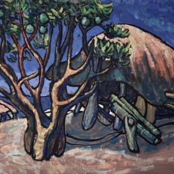 Ζωγραφική με τίτλο "西盟佤山系列-门前的橘子树" από 凯 邓, Αυθεντικά έργα τέχνης, Γκουάς