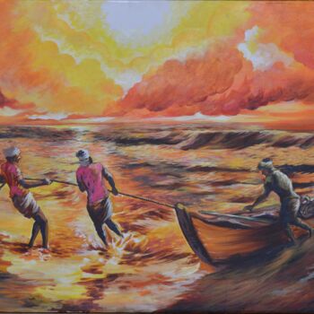 Painting titled "Pulling in the day'…" by Kaivel Sthane, Original Artwork, Acrylic