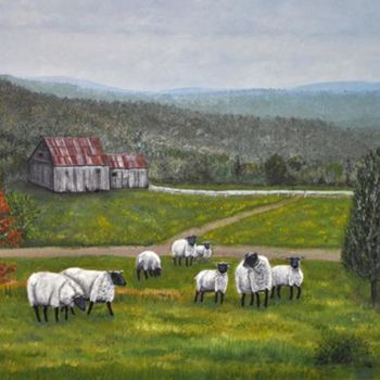 Painting titled "Country scene" by Kaji, Original Artwork