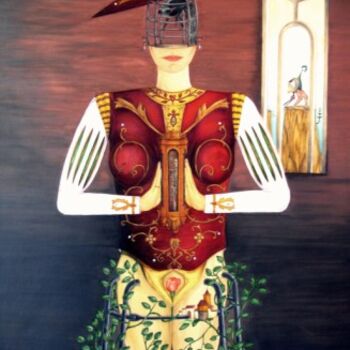 Painting titled "THE VIRGIN`S CURFEW" by Kakha Esebua, Original Artwork, Oil