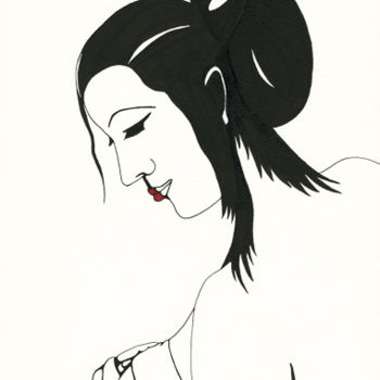 Dibujo titulada "Geisha" por Kalamate, Obra de arte original, Otro