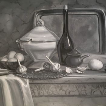 Картина под названием "Натюрморт из предме…" - Дарья Калашникова, Подлинное произведение искусства, Масло Установлен на Дере…